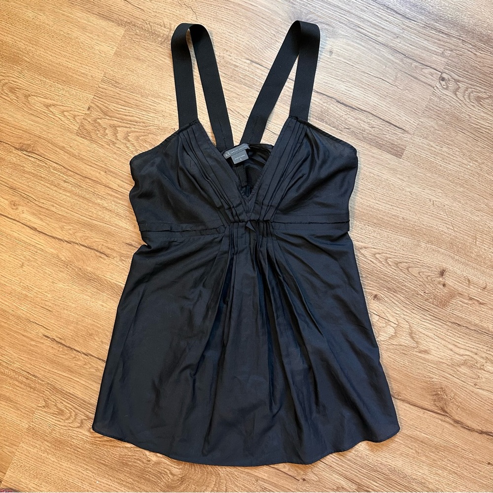 A|X Armani Exchange Black Silk Blend V-Neck Tank Size S